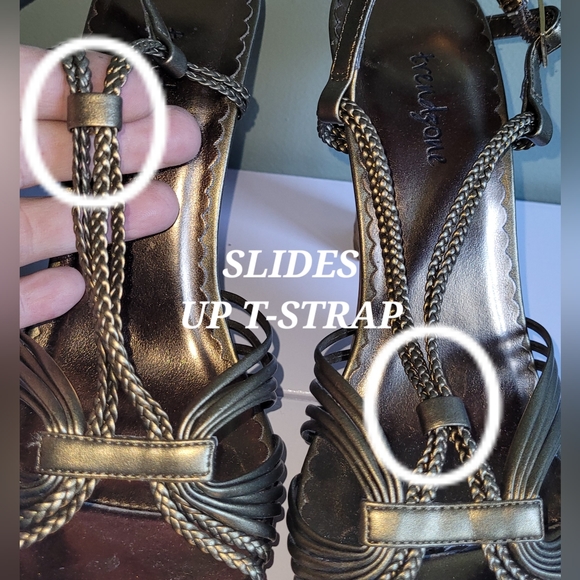Trendzone Platform Heels Antique Gold Fancy Strappy Shoes. Size US 6 - Picture 10 of 11